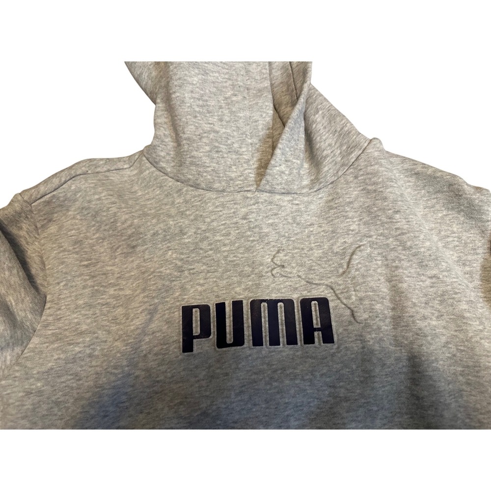 Kids Puma Gray Hoodie Sweatshirt Size L 14 16 Athletic Casual Pullover